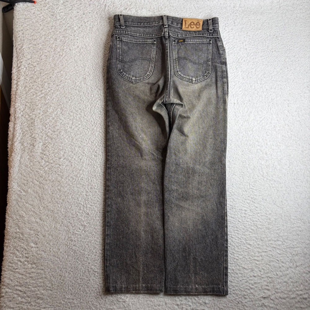 Vintage 80s Lee Jeans Mens 32x32 (31x28) Made in USA Black Straight Leg FADE